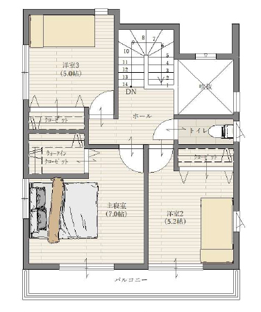 市原市椎津モデルハウスの間取図 2Fの画像